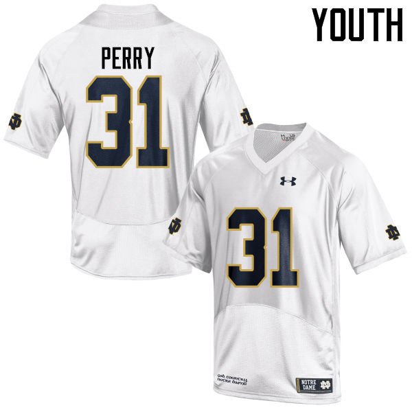 Youth #31 Spencer Perry Notre Dame Fighting Irish College Football Jerseys-White